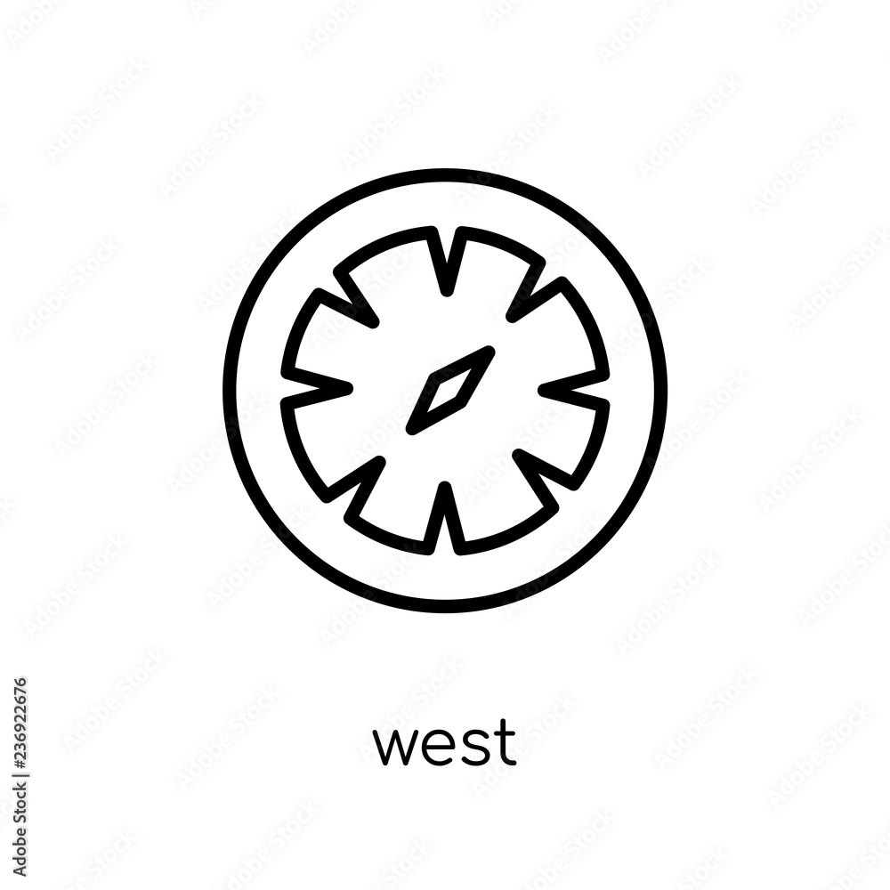 Poster west icon. trendy modern flat linear vector west icon on white background from thin line maps and lo