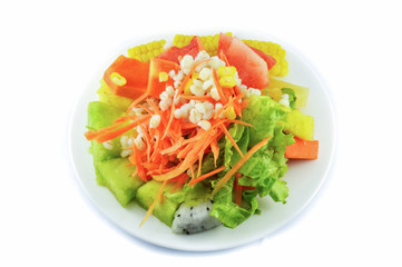 salad plate with fruit and vegetable healthy food