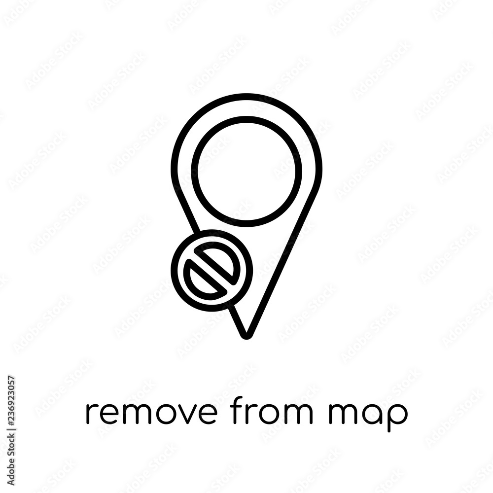 Poster remove from map icon. trendy modern flat linear vector remove from map icon on white background from