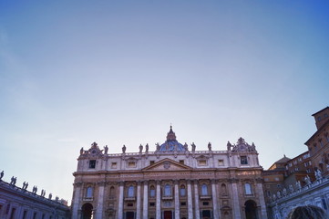 Facade of Saint Peter basilica, Vativcn city, Rome, Italy