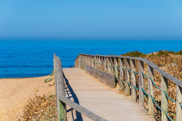 Wooden walkway or path on a beach