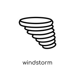Windstorm icon. Trendy modern flat linear vector Windstorm icon on white background from thin line nature collection