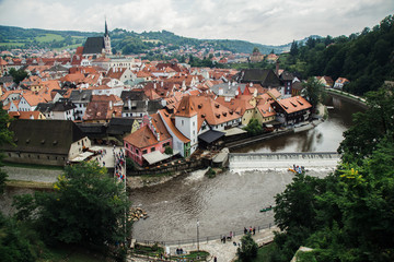 City panorama in the Chech Krumlov