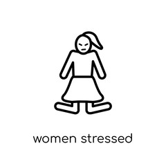Women Stressed icon. Trendy modern flat linear vector Women Stressed icon on white background from thin line Ladies collection