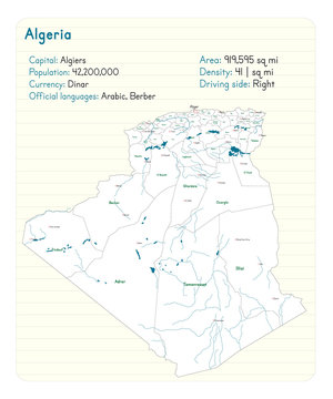 Detailed map and infographic of Algeria