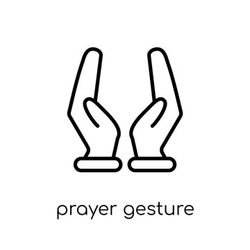 Prayer gesture icon. Trendy modern flat linear vector Prayer gesture icon on white background from thin line Hands and guestures collection