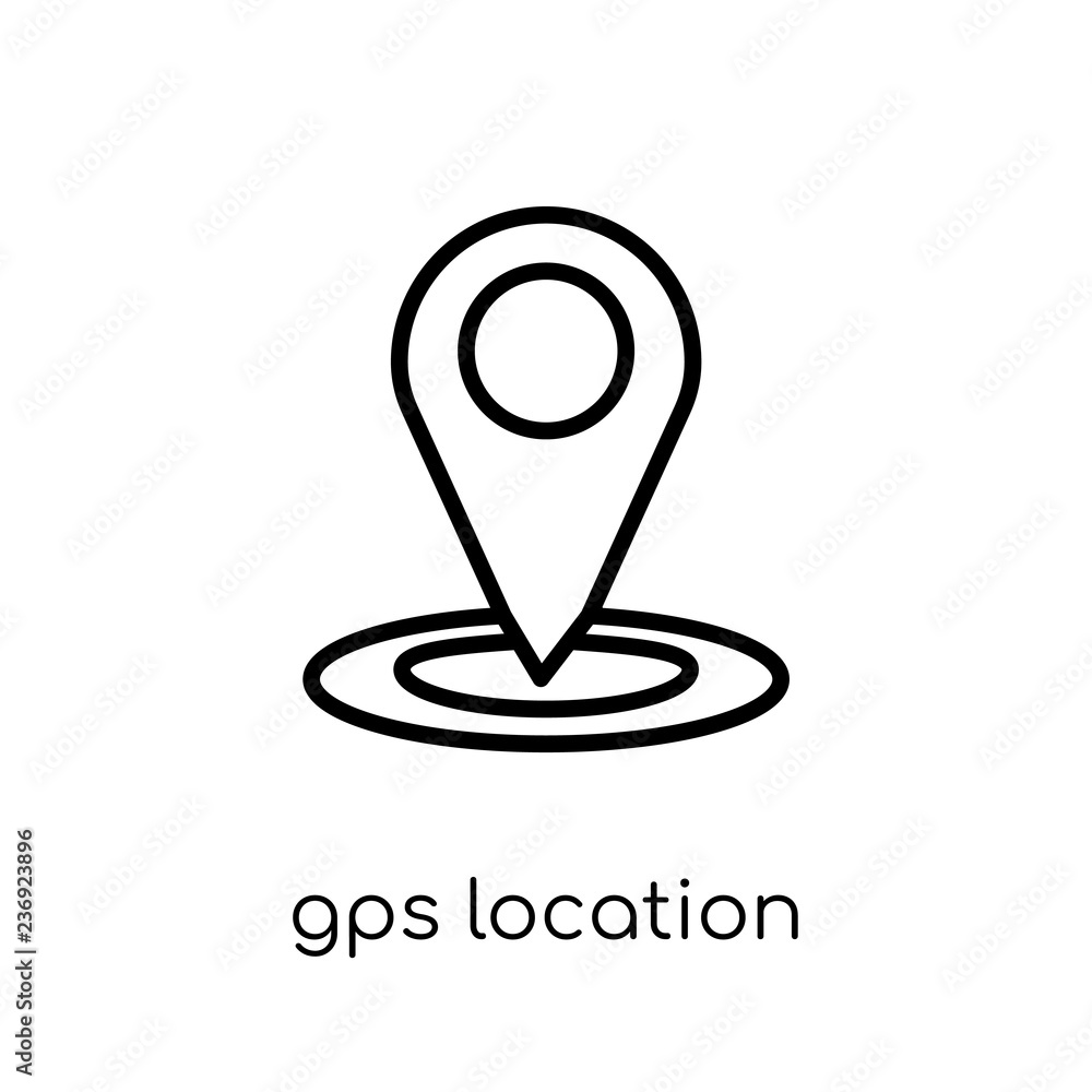 Poster gps location icon. trendy modern flat linear vector gps location icon on white background from thin 