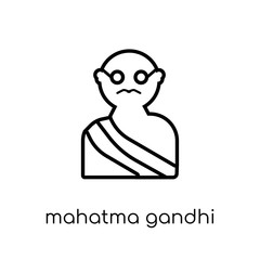mahatma gandhi icon. Trendy modern flat linear vector mahatma gandhi icon on white background from thin line india collection