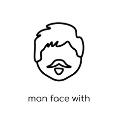 Man face with beard icon. Trendy modern flat linear vector Man face with beard icon on white background from thin line People collection