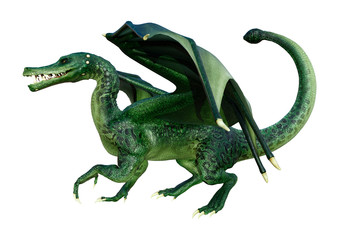 3D Rendering Fairy Tale Dragon on White