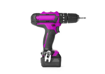 Cordless screwdriver or power drill isolated