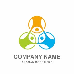 Colorful Circular Team Group Community People Holding Hands Business Company Stock Vector Logo Design Template