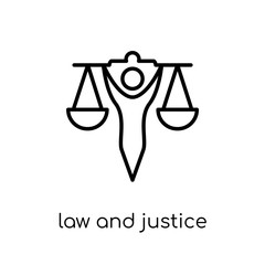 law and justice icon. Trendy modern flat linear vector law and justice icon on white background from thin line law and justice collection