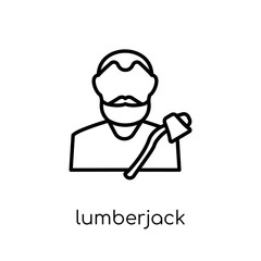 Lumberjack icon. Trendy modern flat linear vector Lumberjack icon on white background from thin line Professions collection