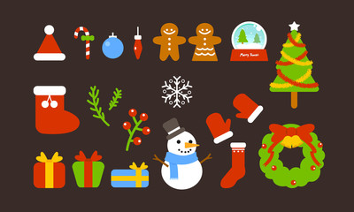 Christmas icons set 2018