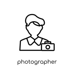 Photographer icon. Trendy modern flat linear vector Photographer icon on white background from thin line Professions collection