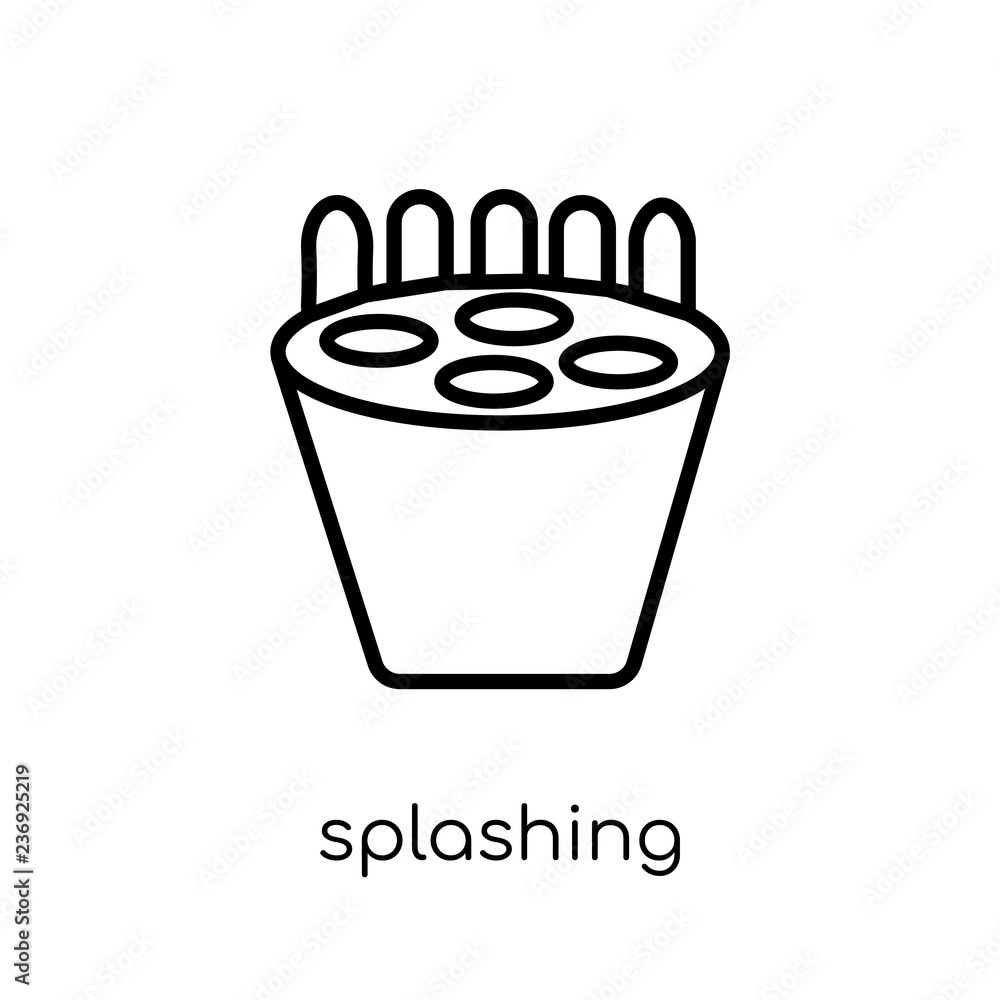 Poster splashing icon. trendy modern flat linear vector splashing icon on white background from thin line s