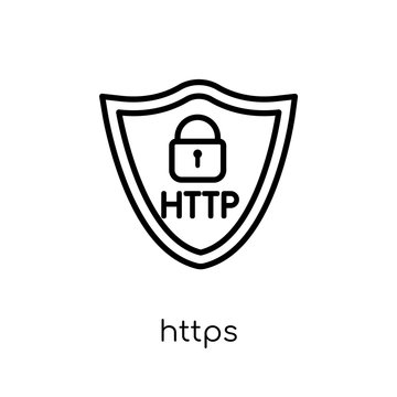 Https icon. Trendy modern flat linear vector Https icon on white background from thin line Internet Security and Networking collection