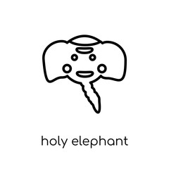holy Elephant icon. Trendy modern flat linear vector holy Elephant icon on white background from thin line Religion collection