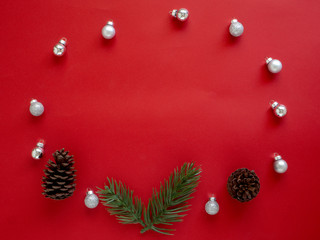 Decorate Christmas and New Year on red background