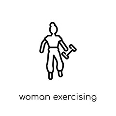 Woman Exercising icon. Trendy modern flat linear vector Woman Exercising icon on white background from thin line Ladies collection