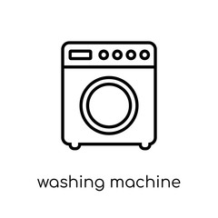 washing machine icon. Trendy modern flat linear vector washing machine icon on white background from thin line Electronic devices collection, outline vector illustration