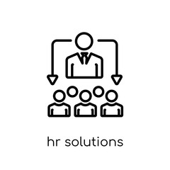 hr solutions icon. Trendy modern flat linear vector hr solutions icon on white background from thin line general collection