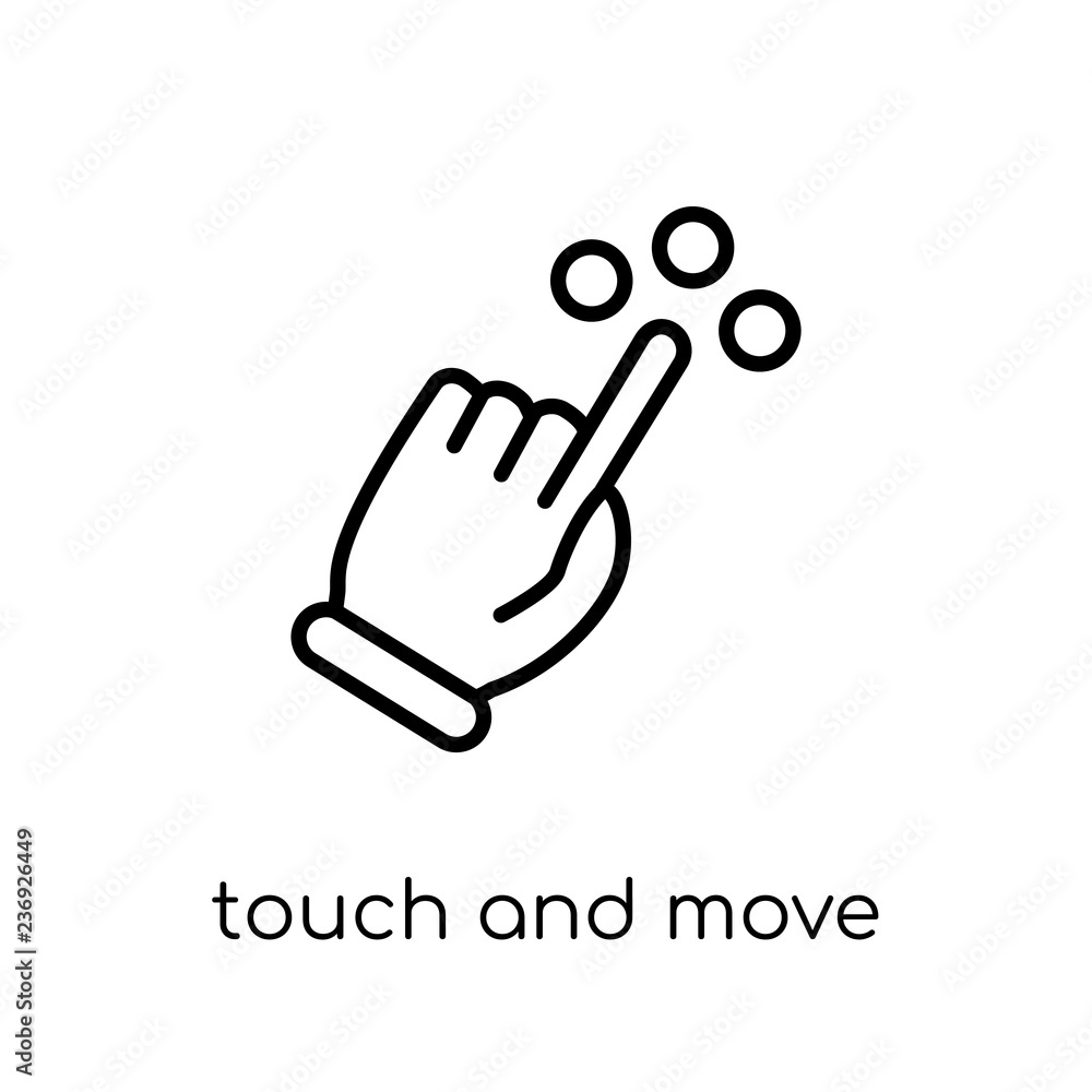 Poster touch and move gesture icon. trendy modern flat linear vector to