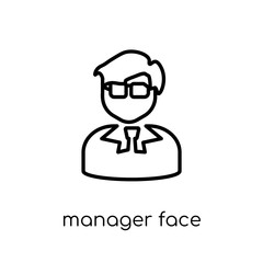 Manager face icon. Trendy modern flat linear vector Manager face icon on white background from thin line People collection