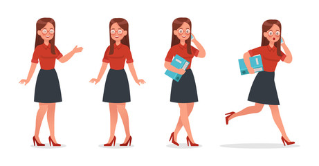 Business Woman showing different gestures character vector design. no4