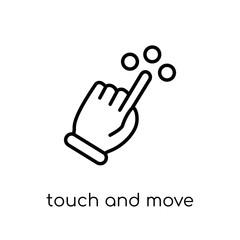 Touch and move gesture icon. Trendy modern flat linear vector To