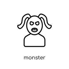 Monster icon. Trendy modern flat linear vector Monster icon on white background from thin line Fairy Tale collection