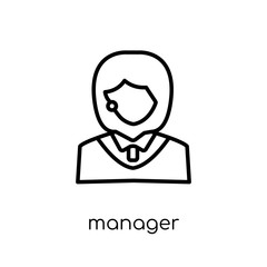 Manager icon. Trendy modern flat linear vector Manager icon on white background from thin line Professions collection