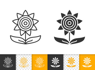 Sunflower autumn simple black line vector icon