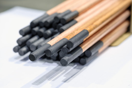 Gouging carbon electrode rods,Used in industrial metal steel,close up