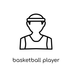 Basketball player icon. Trendy modern flat linear vector Basketball player icon on white background from thin line Professions collection