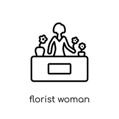 Florist Woman icon. Trendy modern flat linear vector Florist Woman icon on white background from thin line Ladies collection