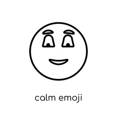 calm emoji icon. Trendy modern flat linear vector calm emoji icon on white background from thin line Emoji collection, outline vector illustration