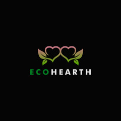 Fototapeta na wymiar eco heart logo template, natural leaf icon symbol design vector illustration
