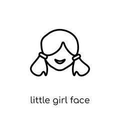 Little girl face icon. Trendy modern flat linear vector Little girl face icon on white background from thin line People collection