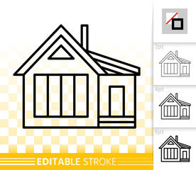 House simple black line home exterior vector icon