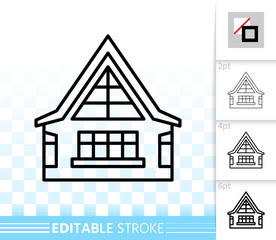 House simple black line home exterior vector icon
