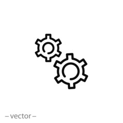 gears, line sign, vector icon