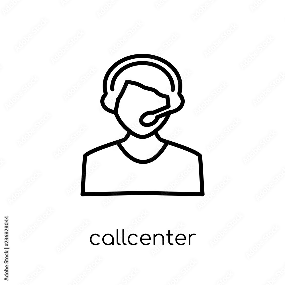 Poster callcenter icon. trendy modern flat linear vector callcenter icon on white background from thin line
