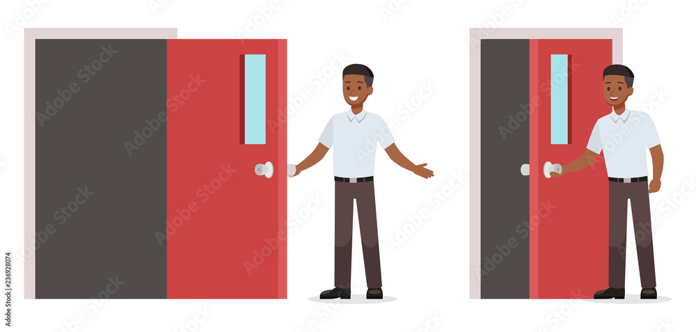 Poster businessman showing different gestures character vector design. no13