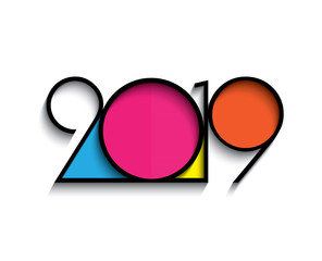 2019 Happy New Year or Christmas Background creative greeting card design, can be used for flyers, invitation, posters, brochure, banners, calendar.