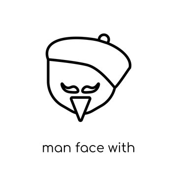Man face with beret and goatee icon. Trendy modern flat linear v