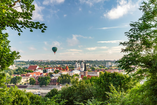 Air balloon over Kaunas city