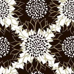 Tuinposter Seamless pattern with sunflowers. Abstract floral background. © maritime_m