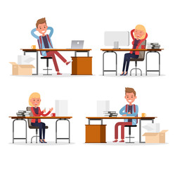 office people working and poses action character vector design no15